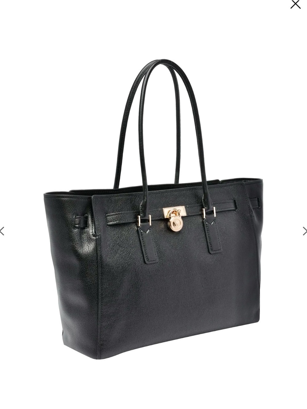 Michael Kors Black Leather Tote with Gold Accent Lock - Picture 11 of 16